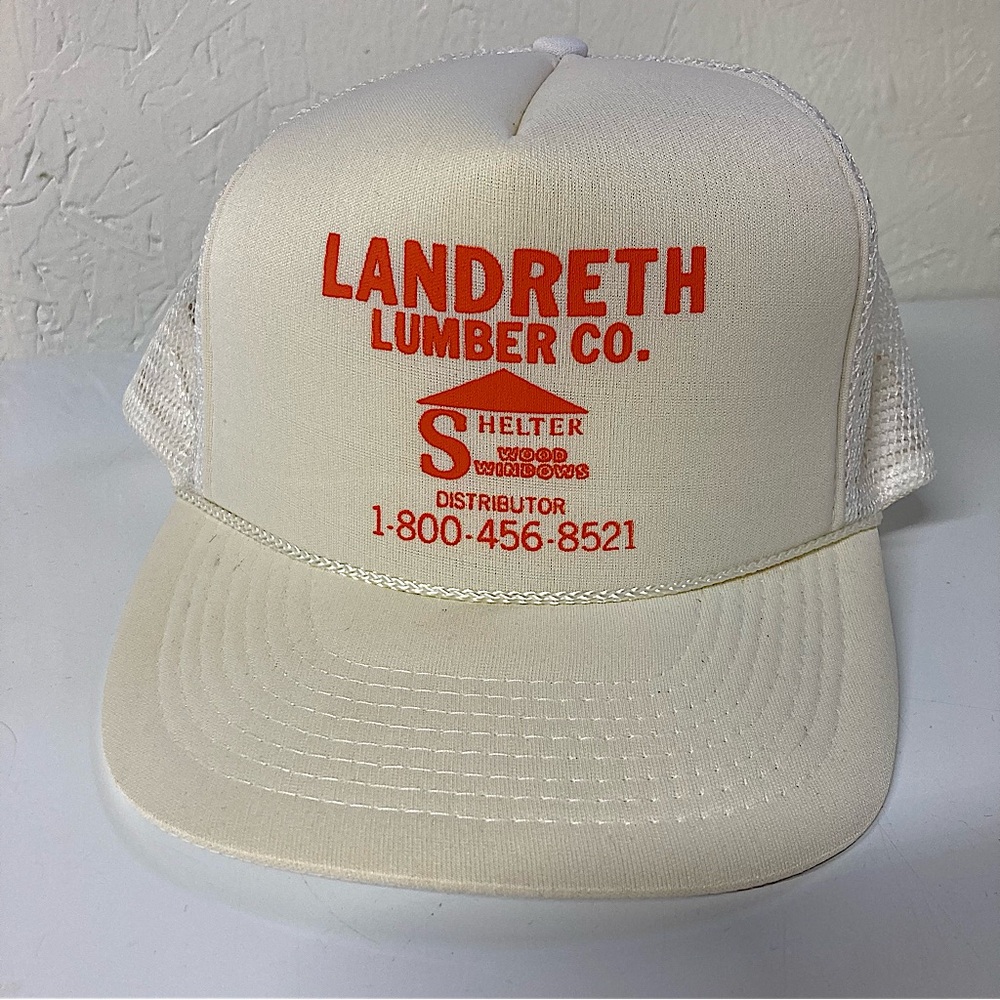 Vintage Landreth Lumber Co. Strapback Vented AmaPro Rope White & Orange Cap Hat